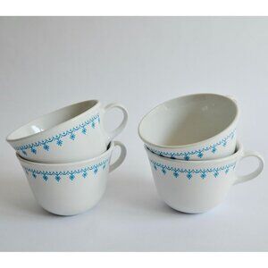 Corelle Snowflake Blue Garland Coffee Mugs Lot of 4 Vintage